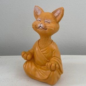 Meditating Orange Cat Buddha Figurine - Home Decor